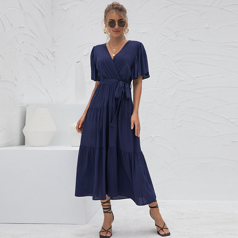 Elegant Summer Daily Long Dresses for Women-Dresses-Navy Blue-S-Free Shipping Leatheretro