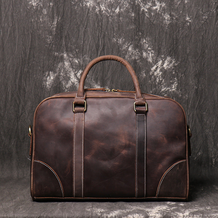 Retro Crazy Horse Leather Business Briefcase J1071-Leather Briefcase-Dark Brown-Free Shipping Leatheretro