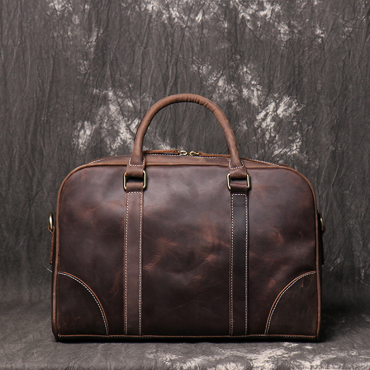 Retro Crazy Horse Leather Business Briefcase J1071-Leather Briefcase-Black-Free Shipping Leatheretro