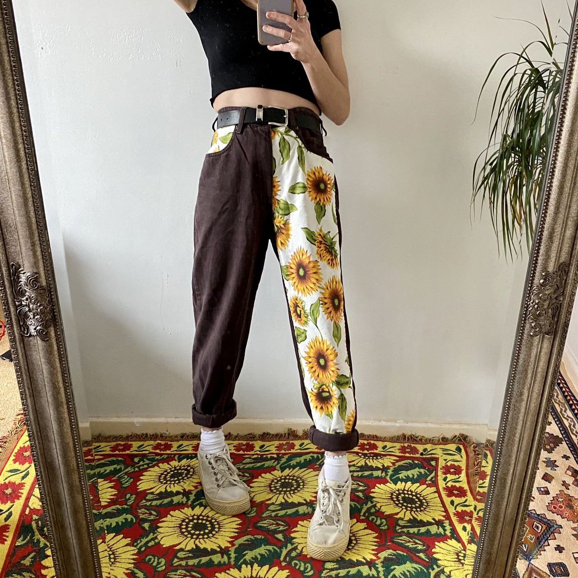 Casual Floral Print Denim Loose Pants-Women Bottoms-The same as picture-S-Free Shipping Leatheretro