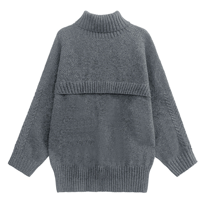 Warm Turtleneck Pullover Knitting Sweaters for Women-Sweater&Hoodies-Gray-Free Shipping Leatheretro