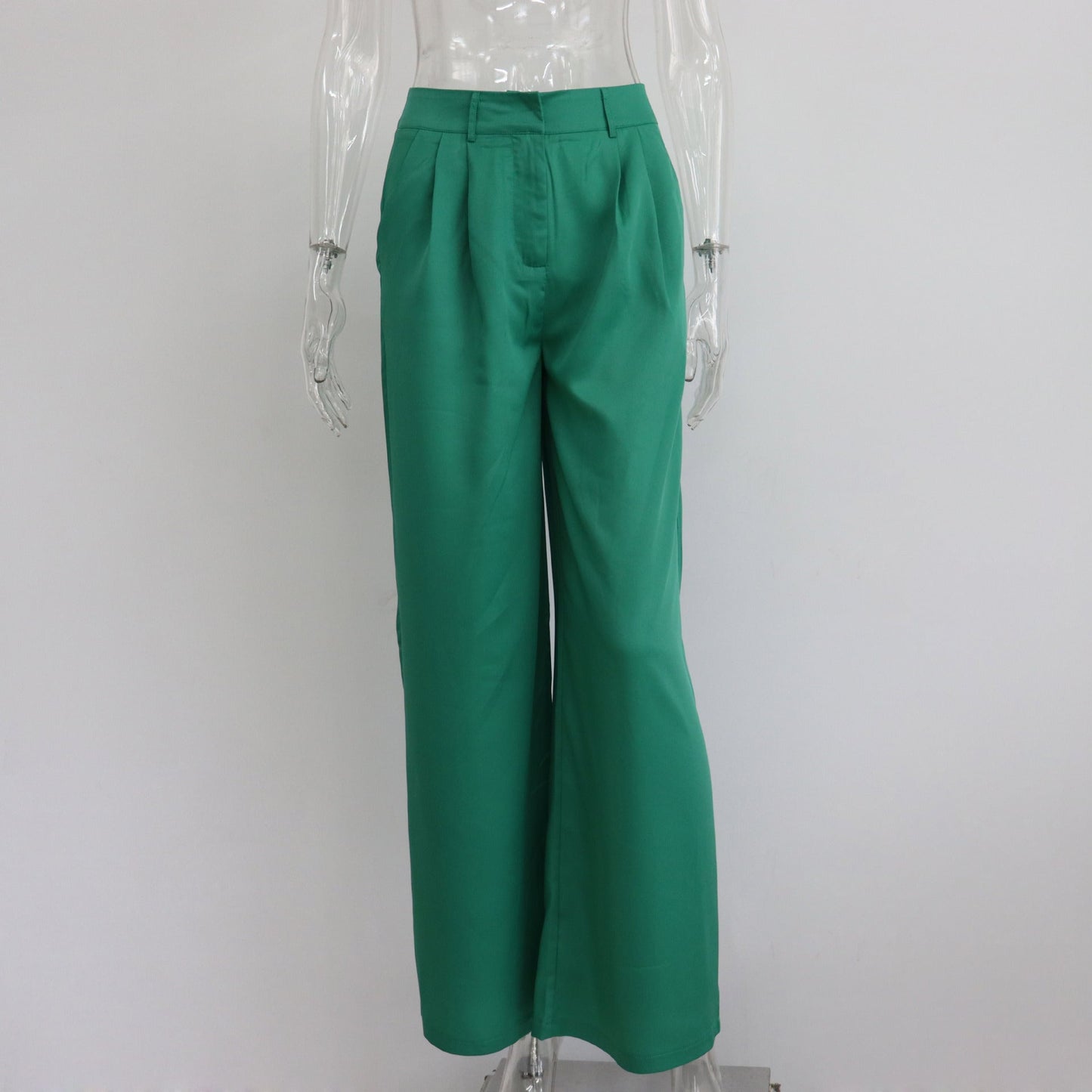 Casual High Waist Women Wide Legs Pants-Pants-Green-1-S-Free Shipping Leatheretro