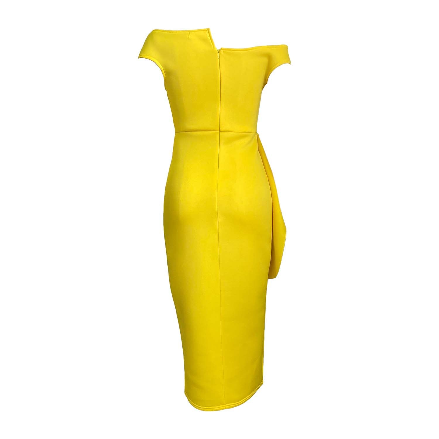 Fashion High Waist Plus Sizes Midi Party Dresses-Dresses-Yellow-S-Free Shipping Leatheretro