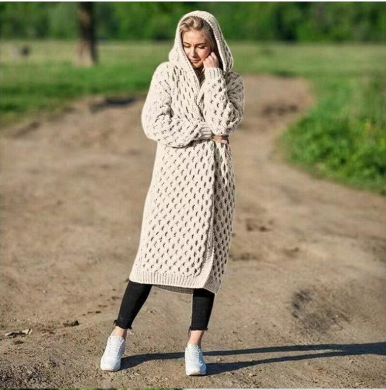 Fashion Women Knitting Long Cardigan Overcoat-Women Outerwear-White-S-Free Shipping Leatheretro