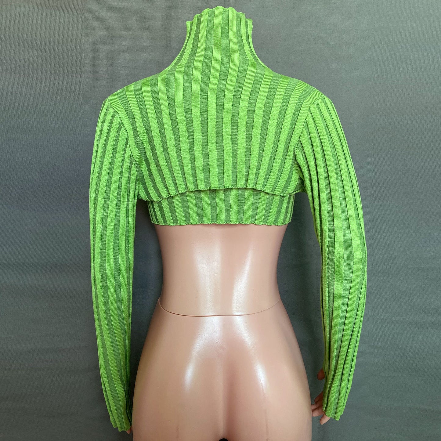 Sexy High Neck Knitting Women Short Tops Suits-Shirts & Tops-Green-S-Free Shipping Leatheretro