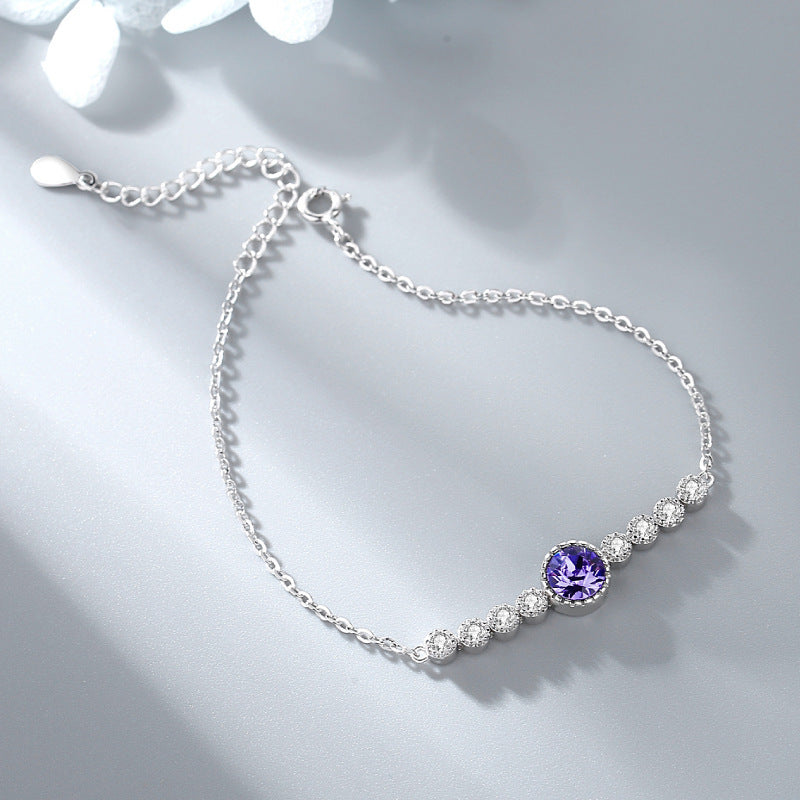 Romantic Luxury Crystal Sliver Bracelet for Women-Bracelets-Purple-Free Shipping Leatheretro