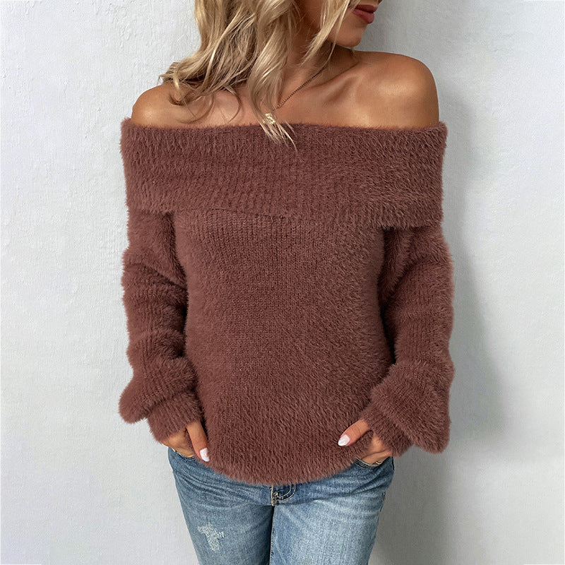 Sexy Off The Shoulder Women Pullover Sweaters-Shirts & Tops-Purple-S-Free Shipping Leatheretro