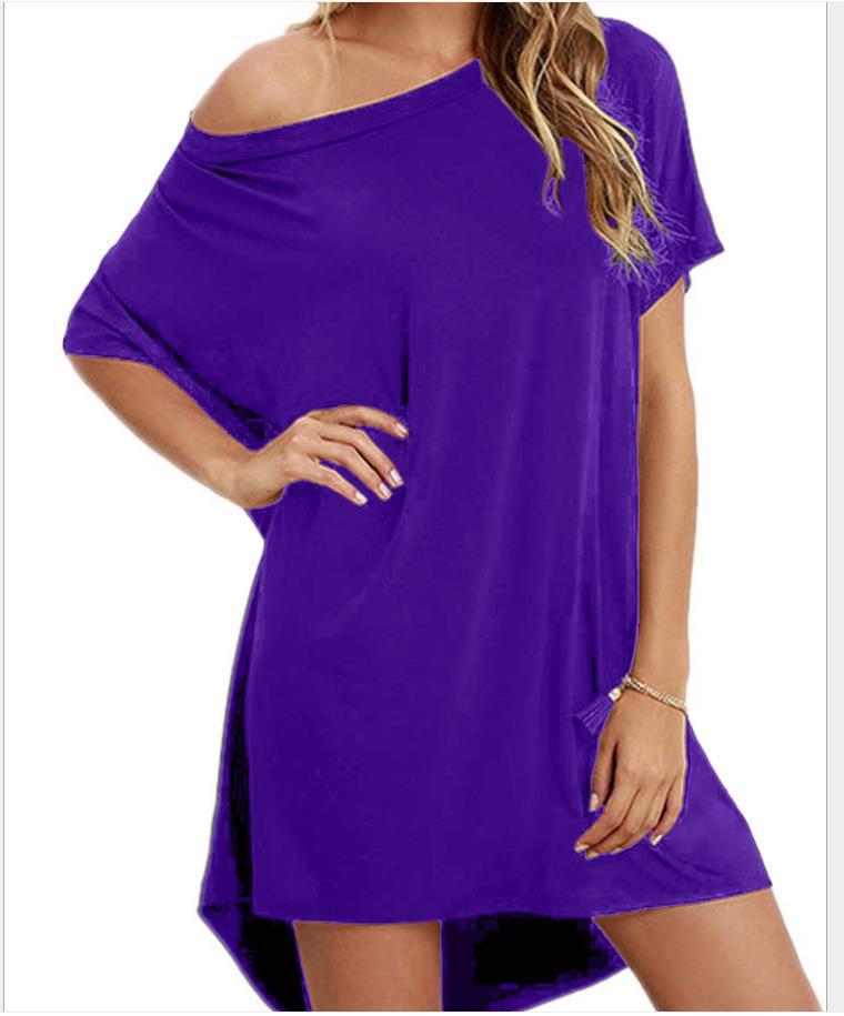 Casual Round Neck Short Daily Dresses-Dresses-Purple-S-Free Shipping Leatheretro