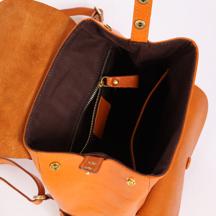 Handmade Vege Tanned Leather Traveling Backpack 6208-Backpacks-Black-Free Shipping Leatheretro