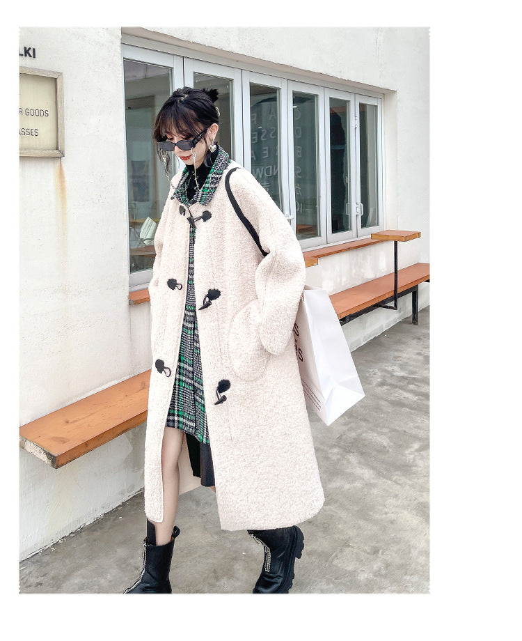 Winter Women Plus Sizes Sherpa Long Overcoat-Outerwear-Ivory-One Size-Free Shipping Leatheretro