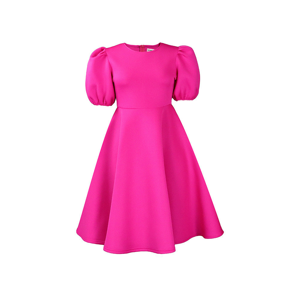Fashion Plus Sizes A Line Dresses-Dresses-Rose Red-S-Free Shipping Leatheretro