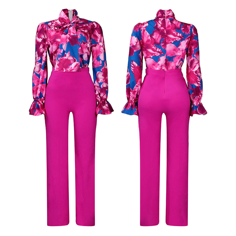 Fashion Plus Sizes Women Long Sleeves Shirts & Pants-Suits-Pink-S-Free Shipping Leatheretro