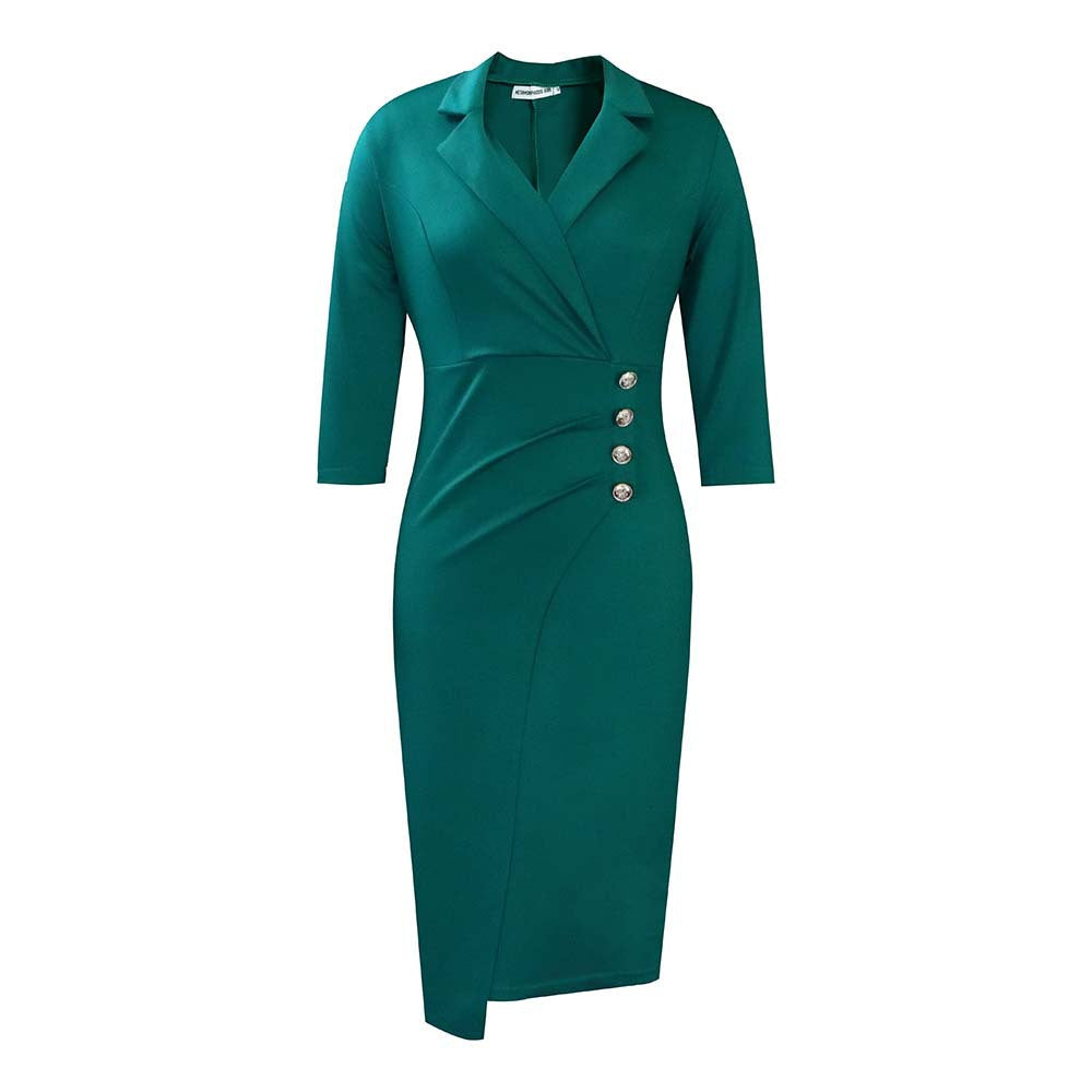 Elegant Office Lady Pencil Sheath Dresses-Dresses-Green-S-Free Shipping Leatheretro
