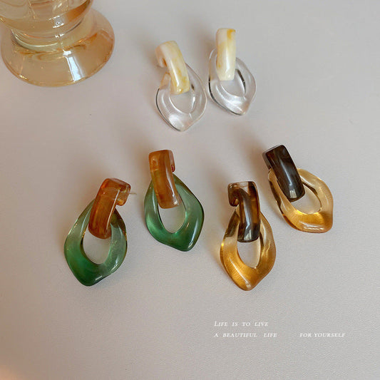 Acrylics Geometry Shaped Vintage Women Earrings-Earrings-Green-Free Shipping Leatheretro