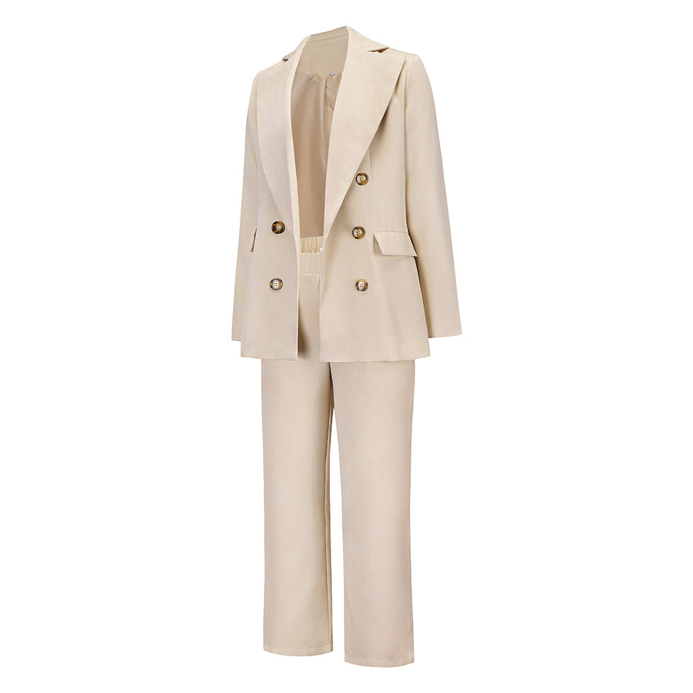 Classy Office Lady Blazers&pants Outfit Sets-Outfit Sets-Apricot-S-Free Shipping Leatheretro
