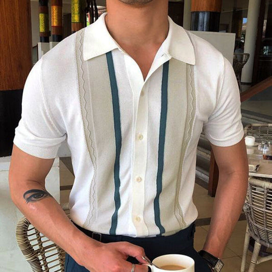 Casual Summer Striped Polo T Shirts for Men-Shirts & Tops-The same as picture-S-Free Shipping Leatheretro