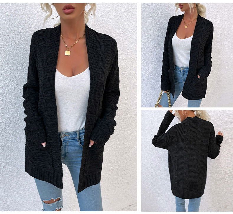 Fashion Twist Knitted Cardigan Coats-Shirts & Tops-Pink-S-Free Shipping Leatheretro