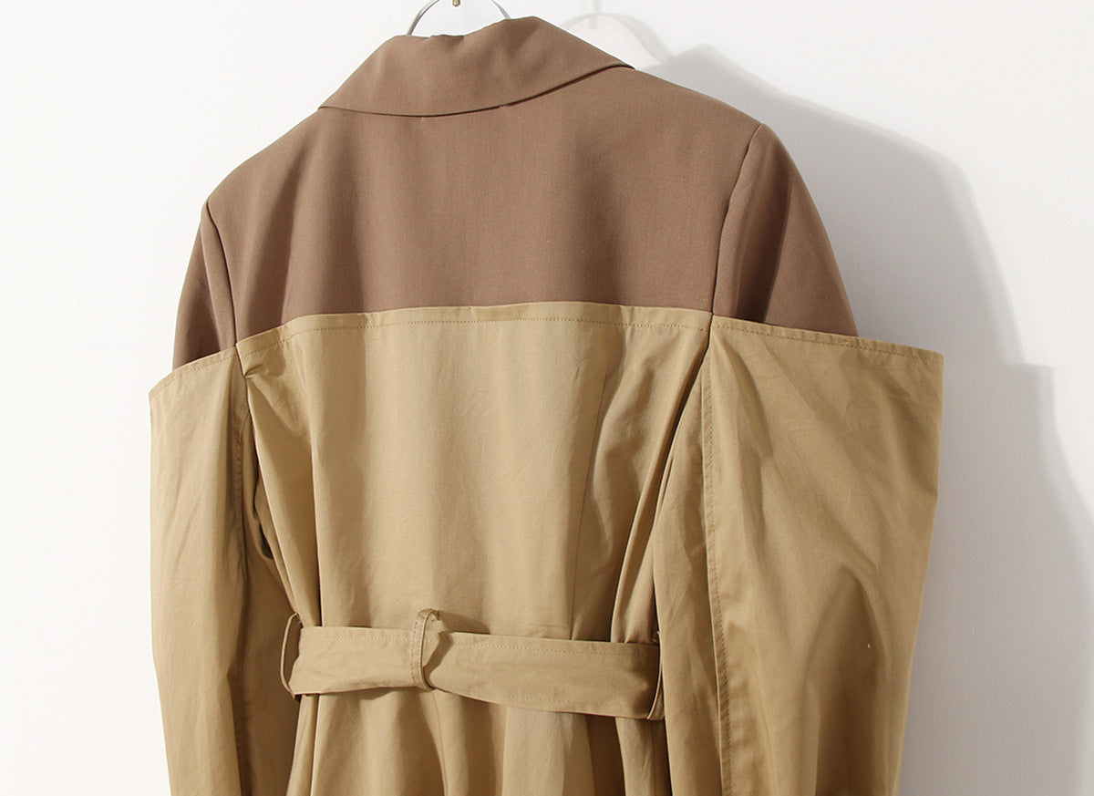 Designed Khaki Color Women Fall Trenchcoat-Outerwear-Khaki-S-Free Shipping Leatheretro