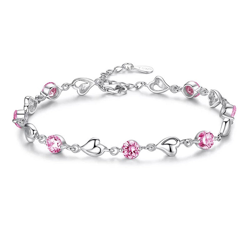 Fashion Lover Luxury Sterling Sliver Bracelet for Women-Bracelets-Pink-Free Shipping Leatheretro