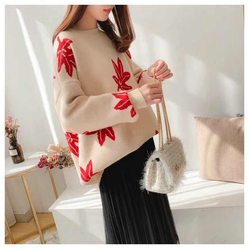 Casual Women Winter Knitted Pullover Sweaters-Shirts & Tops-Red-One Size-Free Shipping Leatheretro