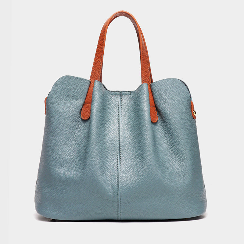 Cowhide Leather Tote Handbags for Women W918-Handbags-Black-Free Shipping Leatheretro