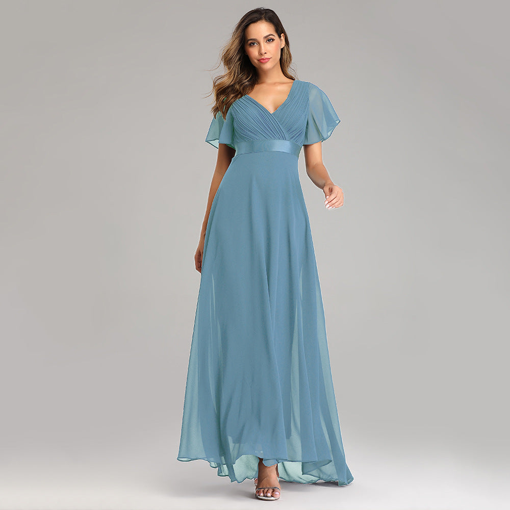 Elegant Chiffon Plus Sizes Bridesmaid Dresses-Dresses-Lake Blue-S-Free Shipping Leatheretro