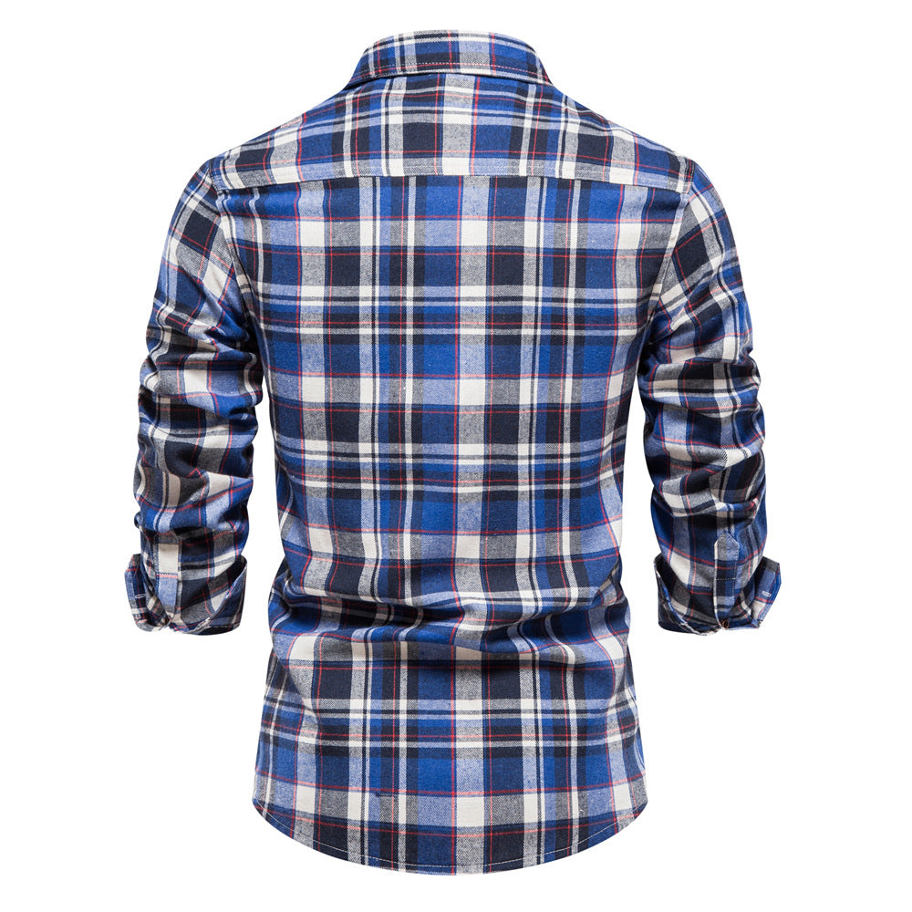 Fall Plaid Long Sleeves Shirts for Men-Shirts & Tops-A-S-Free Shipping Leatheretro
