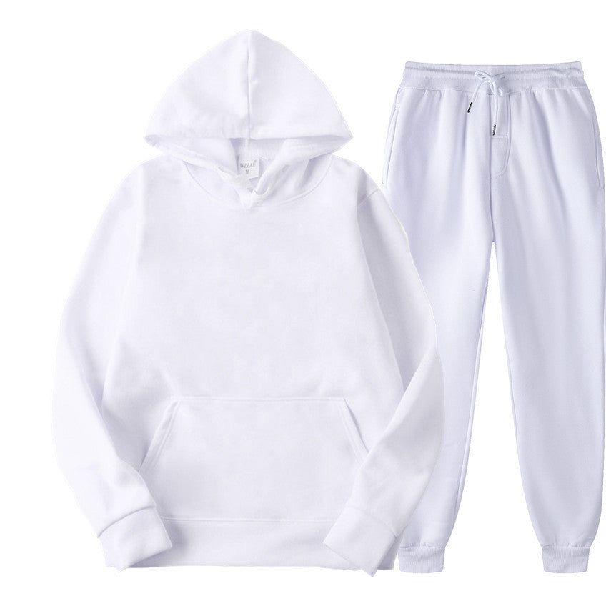 Casual Pullover Hoodies and Sports Pants Sets for Women and Men-Suits-White-S-Free Shipping Leatheretro