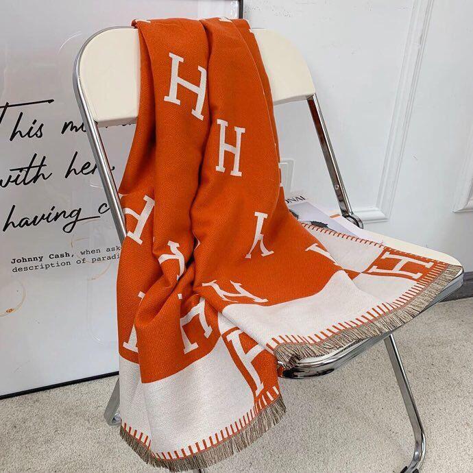 H Letter Winter Scarves-Scarves & Shawls-Orange-180*65 cm-Free Shipping Leatheretro