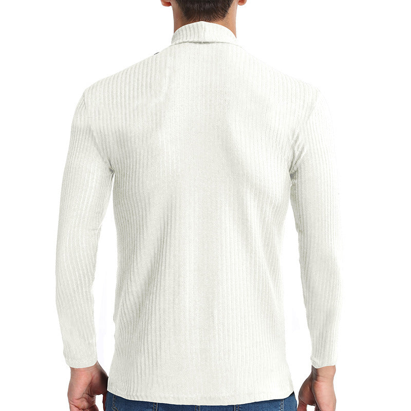 Fall Turtleneck Long Sleeves Knitted Sweaters-Shirts & Tops-White-S-Free Shipping Leatheretro