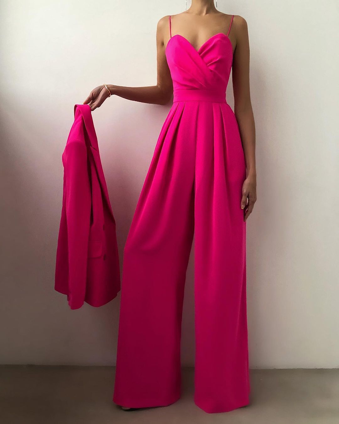 Sexy Slim Waist Loose Jumpsuits-Rose Red-S-Free Shipping Leatheretro
