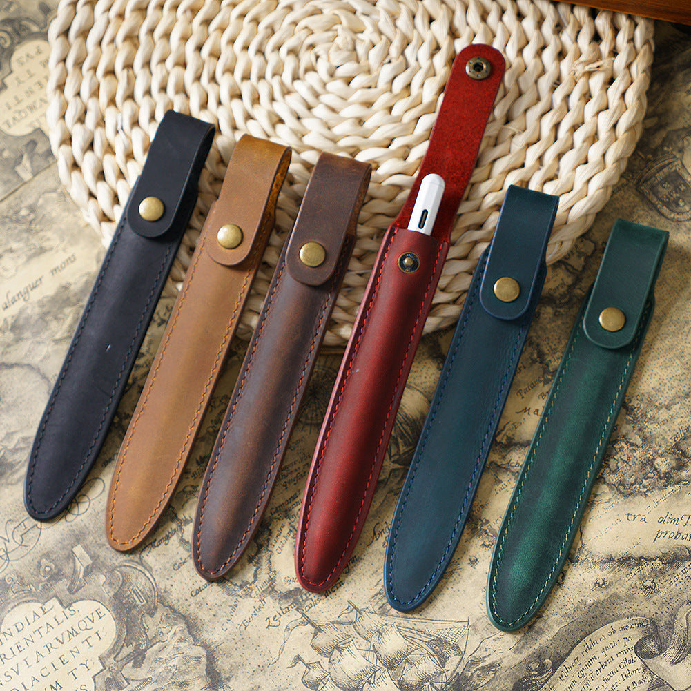 Vintage Leather Protect Pen Case P102-pen holder-Black-Free Shipping Leatheretro