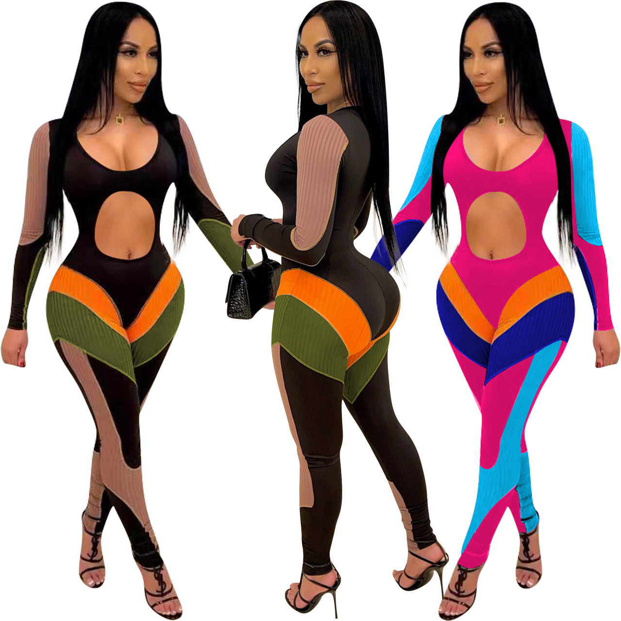 Sexy Midriff Baring Jumpsuits for Women-Suits-Black-S-Free Shipping Leatheretro