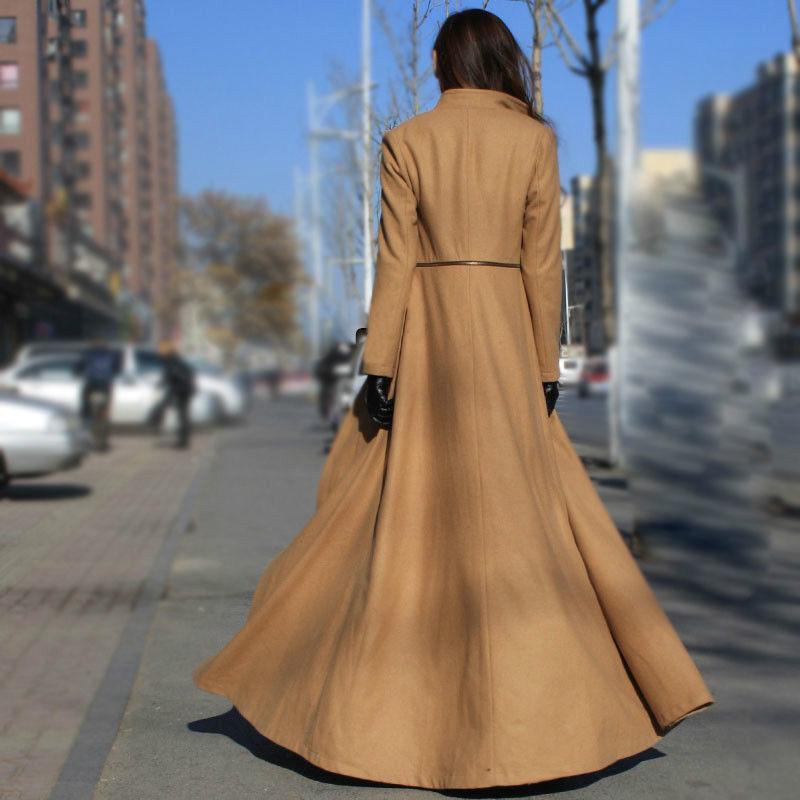 Women Winter Long Plus Size Trench Coat-Outerwear-Brwon-S-Free Shipping Leatheretro