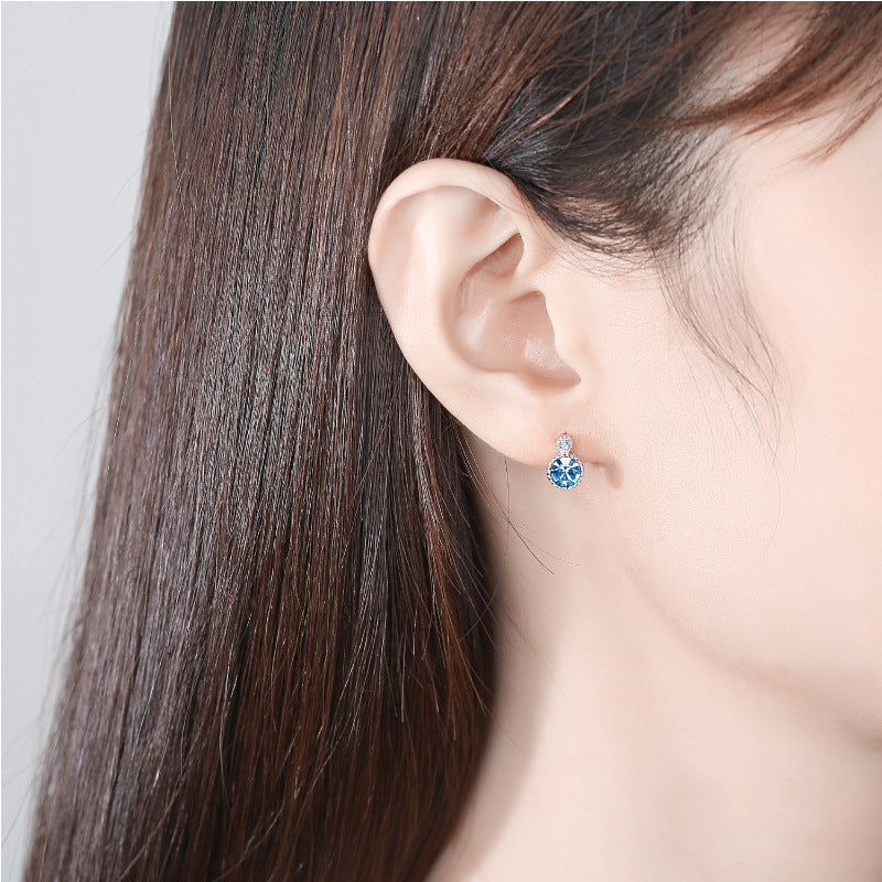 Fashion Crystal Sliver Earrings Stud for Women-Earrings-Blue-Free Shipping Leatheretro