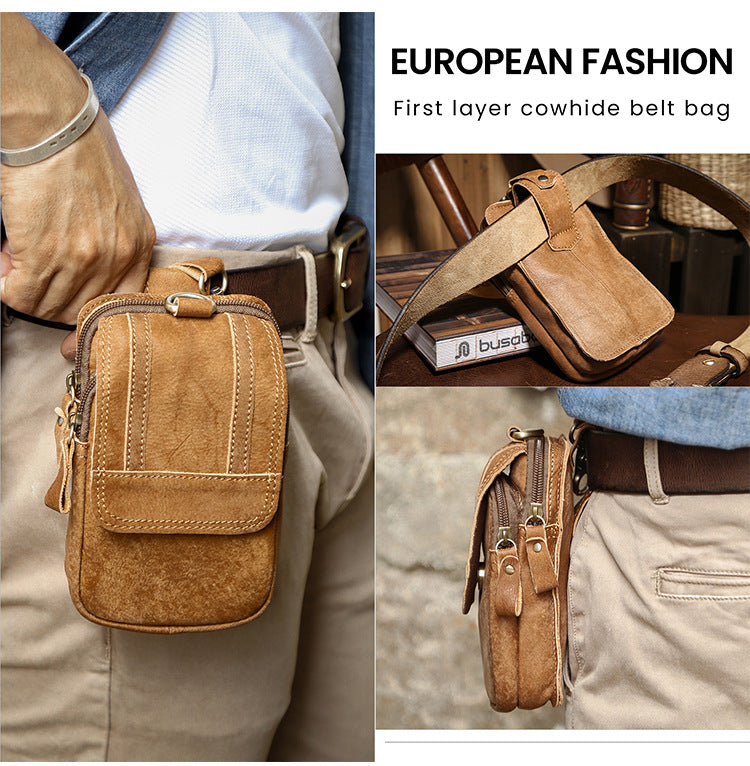 Retro Outdoor Blet Leather Waist Bag J6358-Leather Waist Bag-Black-Free Shipping Leatheretro