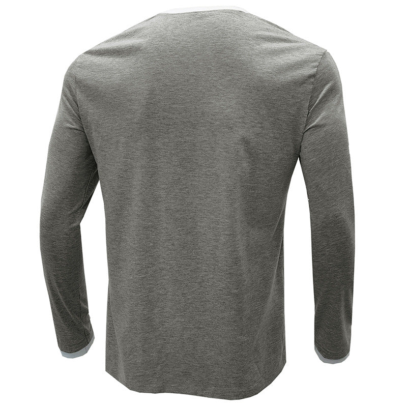 Leisure Fall Long Sleeves T Shirts for Men-Shirts & Tops-Light Gray-S-Free Shipping Leatheretro