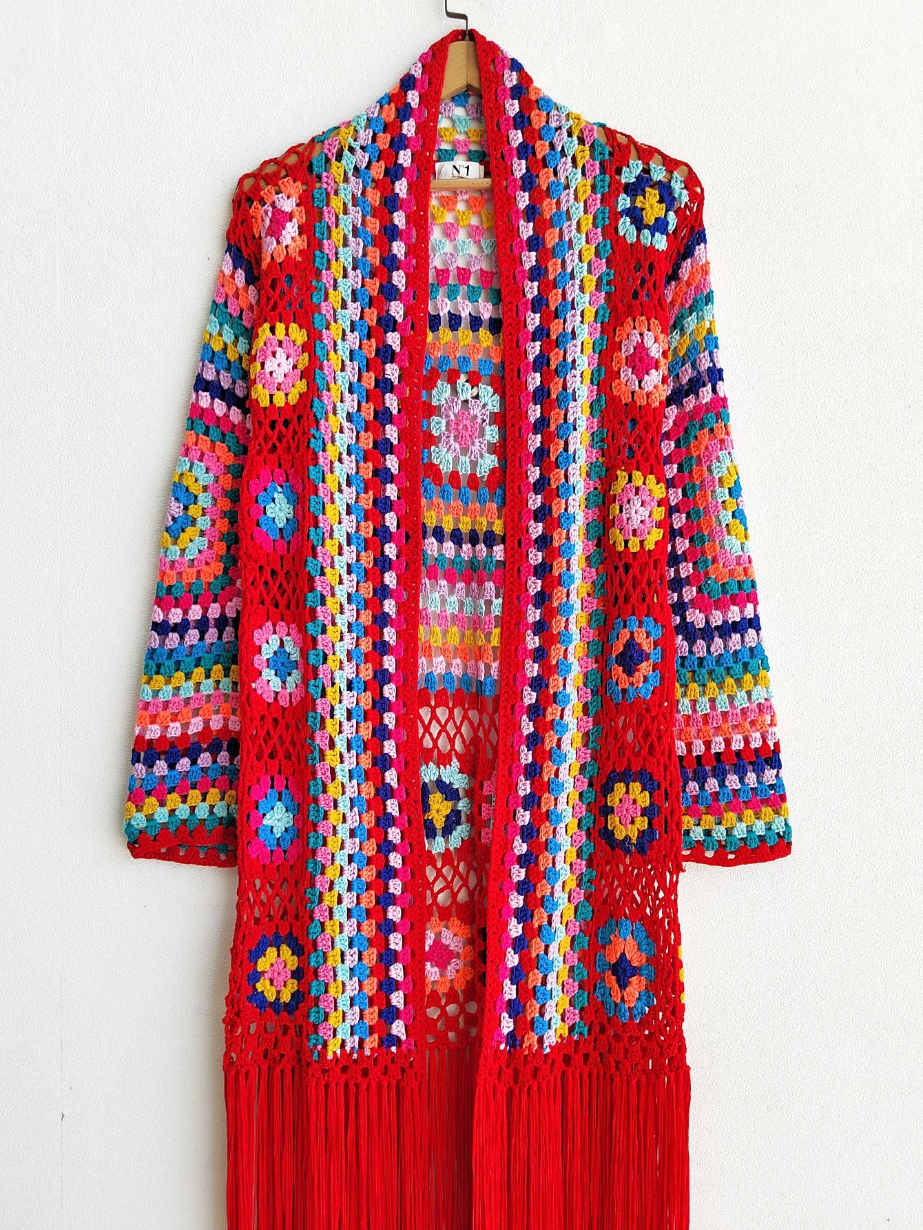 Colorful Crochet Irregular Tassels Coats for Women-Shirts & Tops-Black-S-Free Shipping Leatheretro