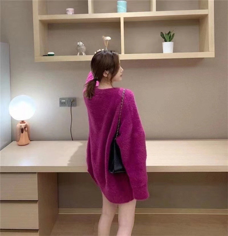 Warm Thick Winter Knitting Top Sweaters for Women-Sweater&Hoodies-Pink-One Size-Free Shipping Leatheretro
