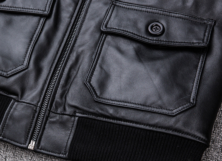 Winter Warm Sheep Skin Short Jackets for Men-Coats & Jackets-black polished-S-Free Shipping Leatheretro