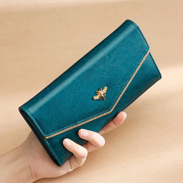 Fashion Cowhide Leather Multi Functional Leather Wallets for Women TP218-Leather Wallets for Women-Wine Red-Free Shipping Leatheretro