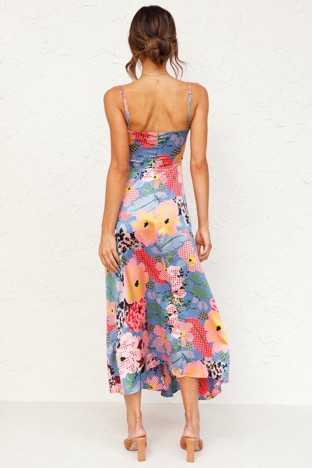Sweety Summer Floral Print Sleeves Long Dresses-Dresses-A-S-Free Shipping Leatheretro