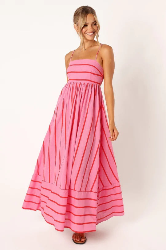 Casual Summer Striped Sleeveless Long Dresses-Dresses-Watermelon-S-Free Shipping Leatheretro