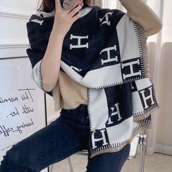 H Letter Winter Scarves-Scarves & Shawls-khaki-180*65 cm-Free Shipping Leatheretro