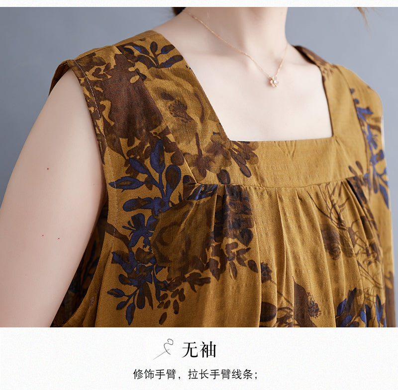 Casual Summer Linen Plus Sizes Sleeveless Dresses-Dresses-Gray-M【50-60 kg】-Free Shipping Leatheretro