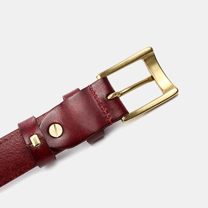 Hanmade Vege Tanned Leather Belt for Women 61006-Belts-Green-105-125-Free Shipping Leatheretro