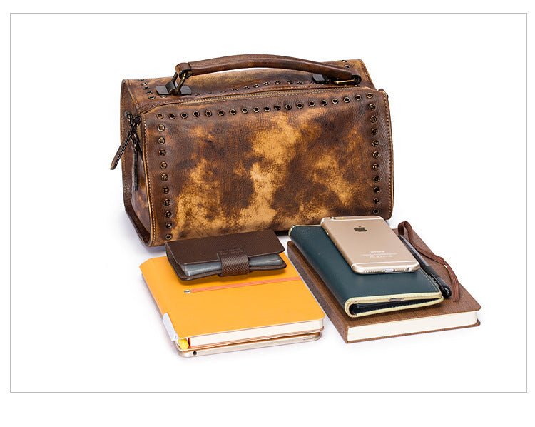 Vintage Large Storage Handmade Leather Handbags 2011-Leather Handbags for Women-Red-Free Shipping Leatheretro