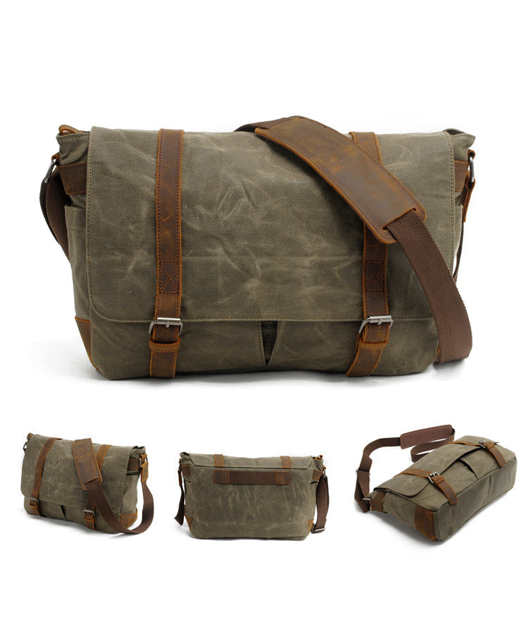Vintage Canvas Waterproof Messenger/sling Bag-Handbags, Wallets & Cases-Khaki-Free Shipping Leatheretro