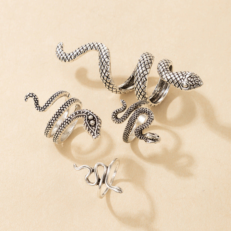 Vintage Cool Snake Shape Rings for Women 4pcs/set-Rings-White-Free Shipping Leatheretro