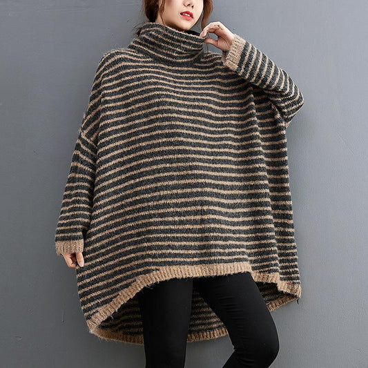 Leisure Loose Kitting Striped Hoodies Sweaters-Women Sweaters-The same as picture-One Size-Free Shipping Leatheretro